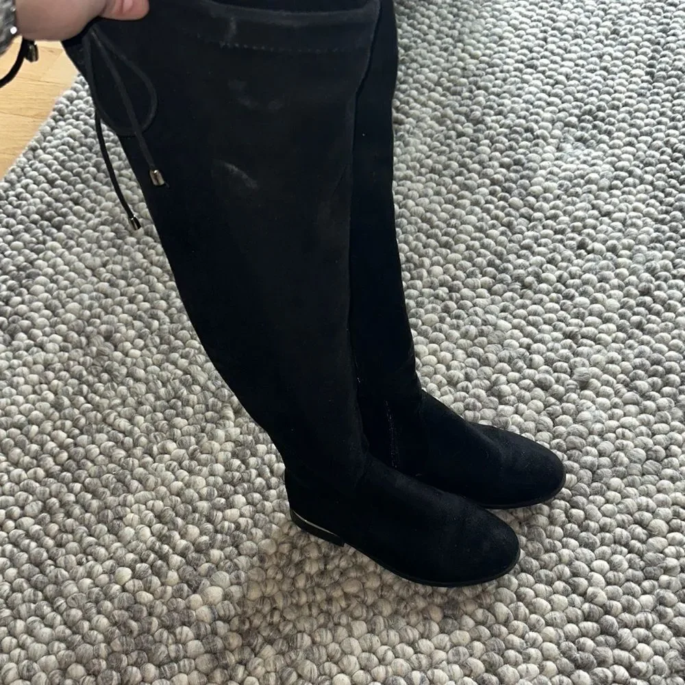 Rainbow Black Over-the-Knee Suede Boots
